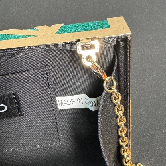 Cariedo Emerald Green Geometric Clutch Handbag Gold Chain Evening Bag - Picture 3 of 6